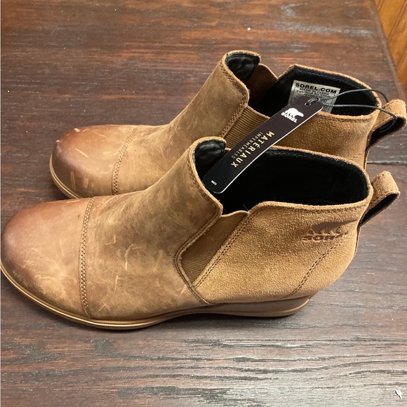 Sorel Shoes Sorel Evie Suede And Leather Wedge Pull On Ankle Boot